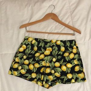 Lemon Patterned Mini Shorts